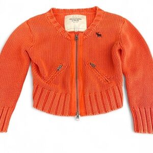 Abercrombie & Fitch Orange Zip-Up Knit Sweater